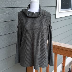 NWOT Pixi+ ivy Green Cold Shoulder Womens M Cowl Neck Sweater